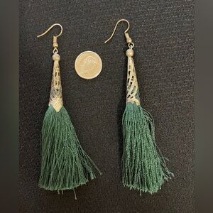 Elegant Green Tassel Earrings